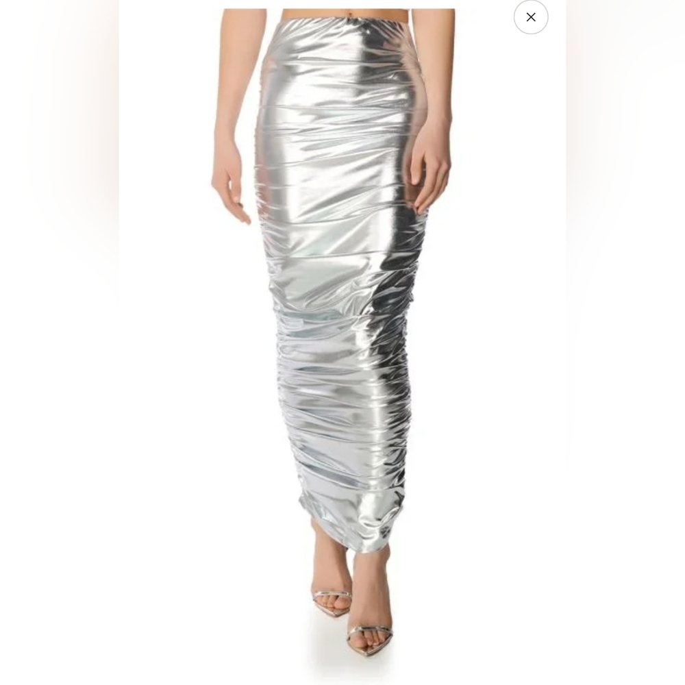 Luna Runched Metallic Maxi Skirt